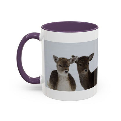 Deer Pair Accent Coffee Mug — Cute Winter Wildlife Ceramic Mug (11/15oz)
