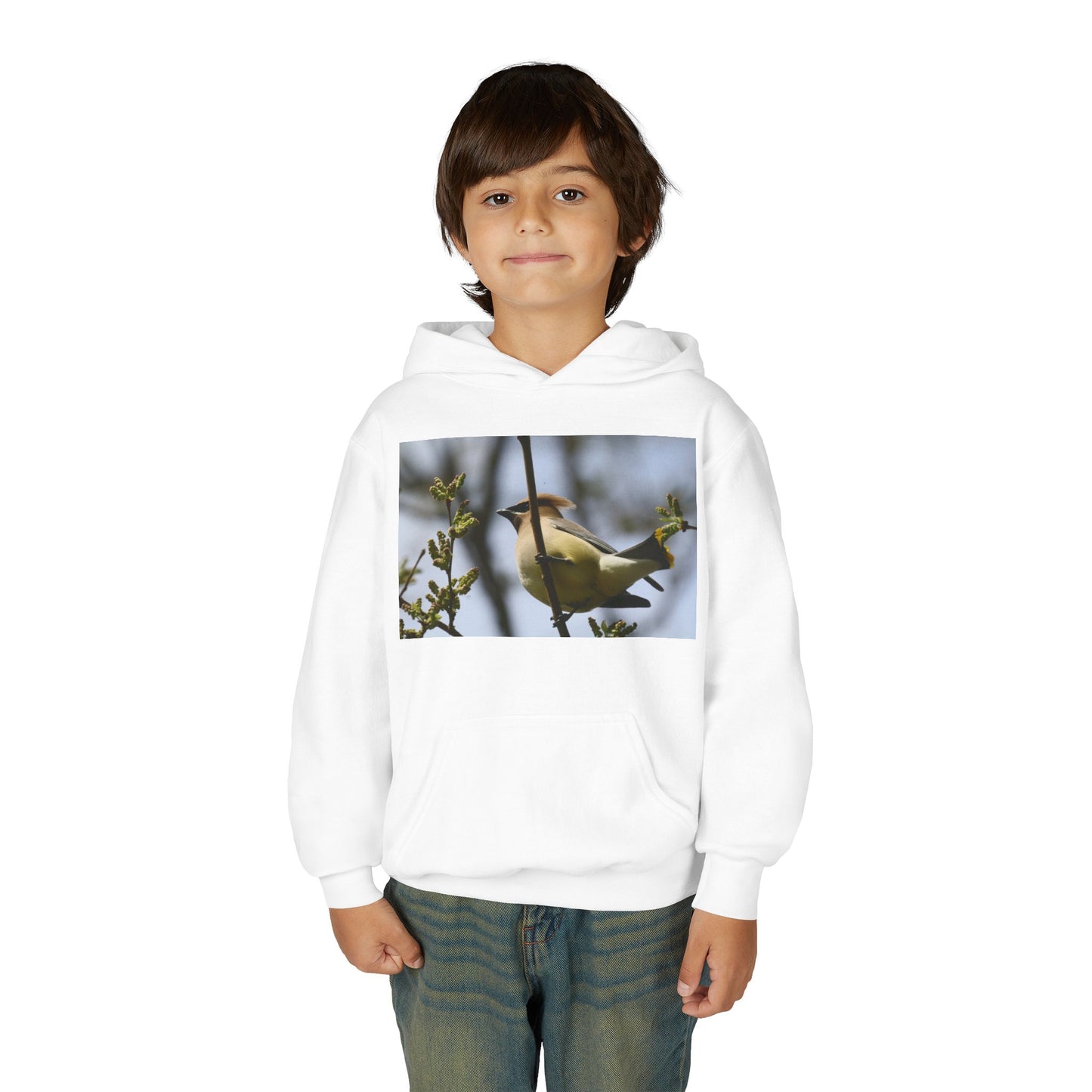 Cedar Waxwing Bird Hoodie | Youth Hooded Sweatshirt