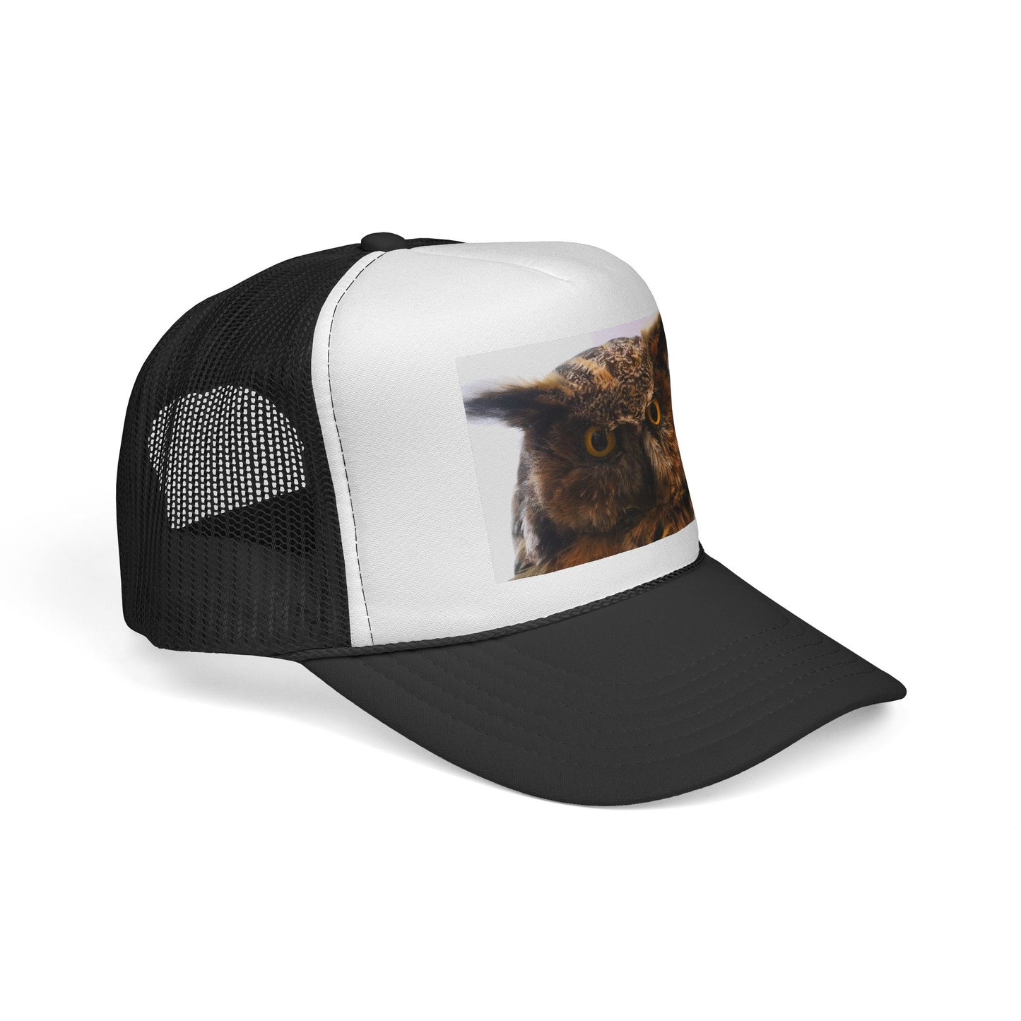 Owl Portrait Trucker Cap — Rustic Wildlife Snapback Hat