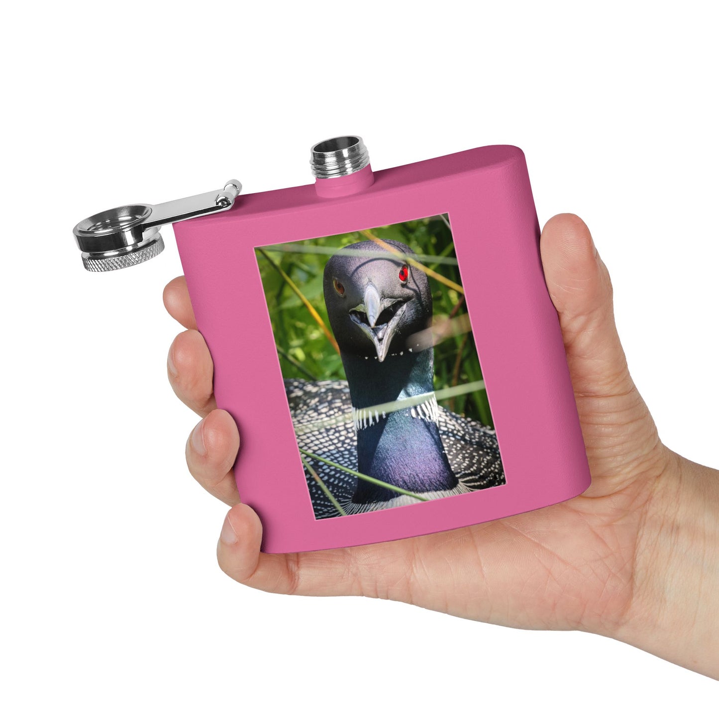 Loon Photo Stainless Steel Flask – 6oz Nature Wildlife Hip Flask
