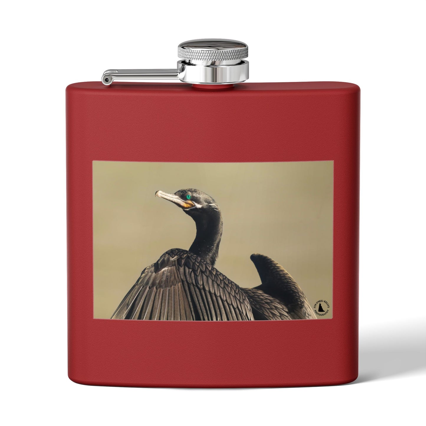 Cormorant Photo Stainless Steel Flask – 6oz Pocket Hip Flask for Birdwatchers & Outdoor Lovers