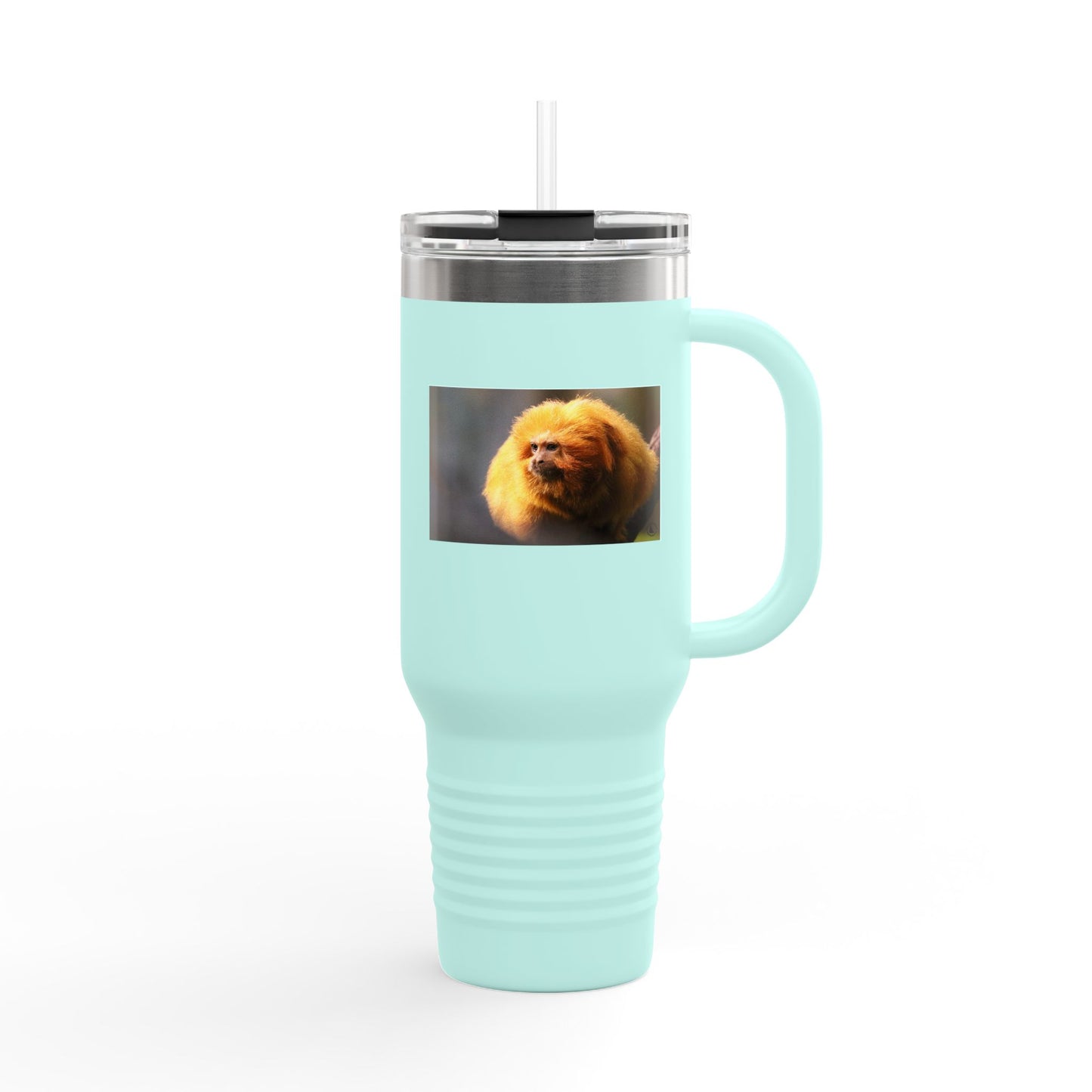 40oz Insulated Travel Mug with Cute Golden Pomeranian Photo