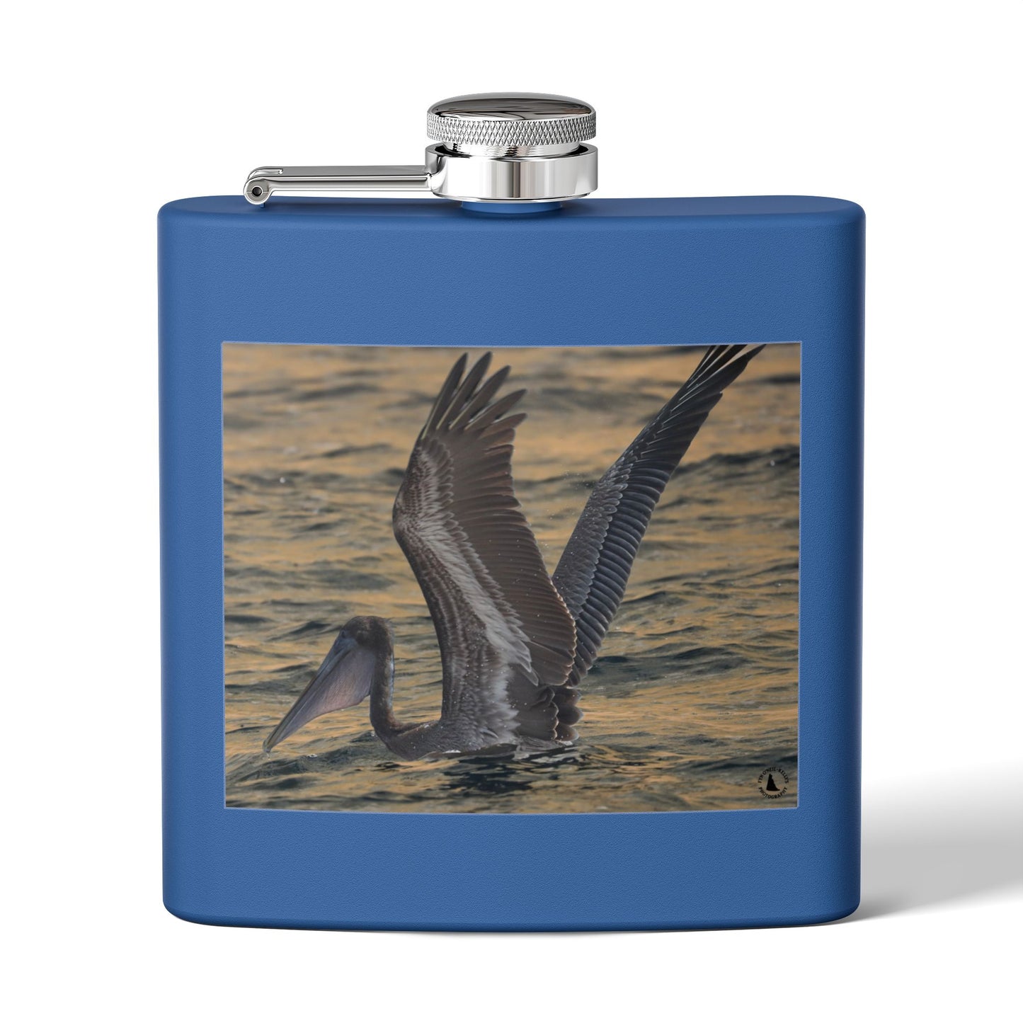 6oz Stainless Steel Flask — Pelican Sunset Photo Hip Flask, Coastal Wildlife Gift