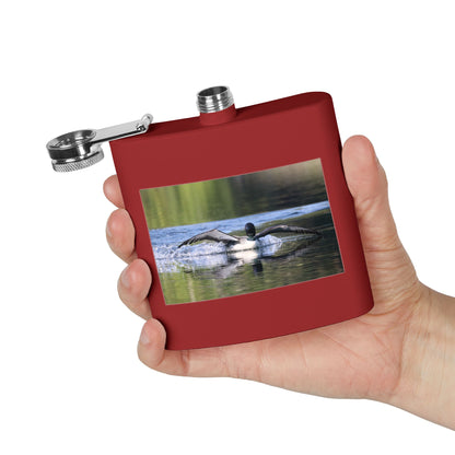 6oz Stainless Steel Flask with Diving Loon Photo – Wildlife Gift for Outdoor Enthusiasts
