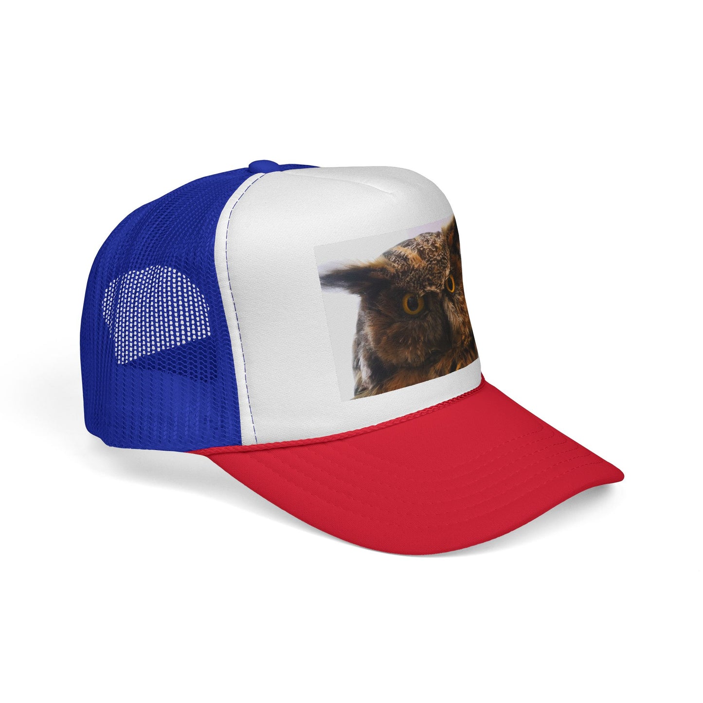 Owl Portrait Trucker Cap — Rustic Wildlife Snapback Hat