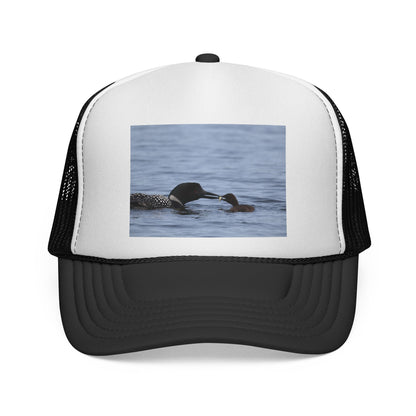 Loon & Chick Nature Trucker Hat — Wildlife Bird Watching Cap