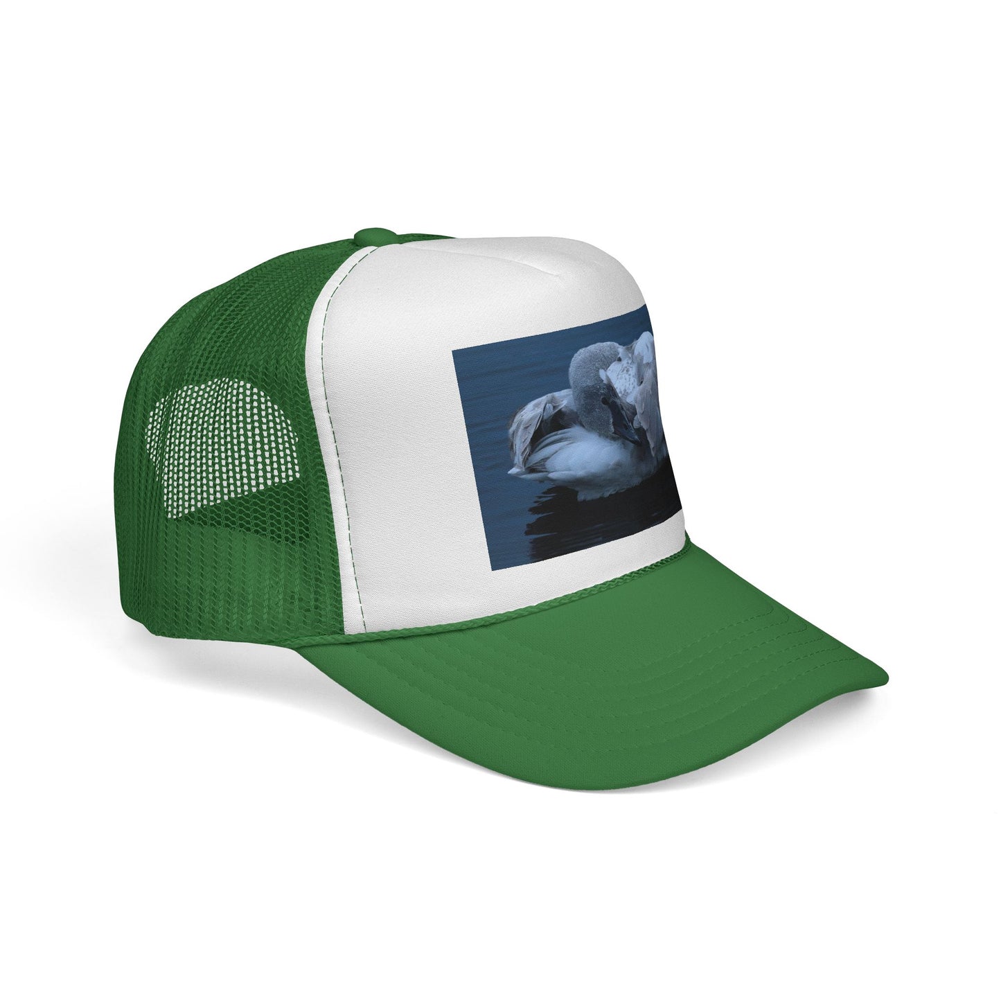 Swan Trucker Cap - Serene Sleepy Swan Photo Mesh Hat