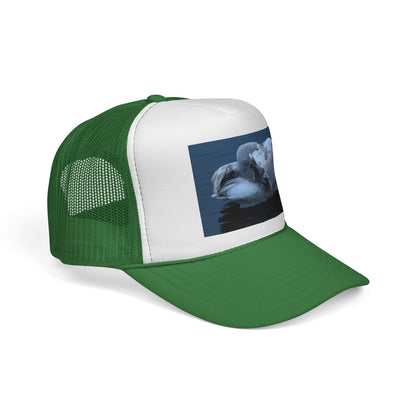 Swan Trucker Cap - Serene Sleepy Swan Photo Mesh Hat