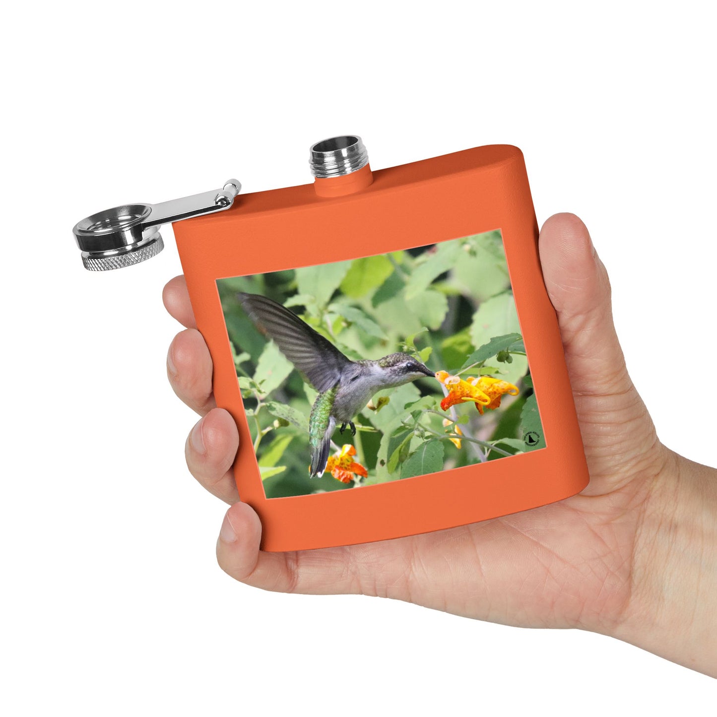 Hummingbird Photo Stainless Steel Flask — 6oz Portable Liquor Hip Flask