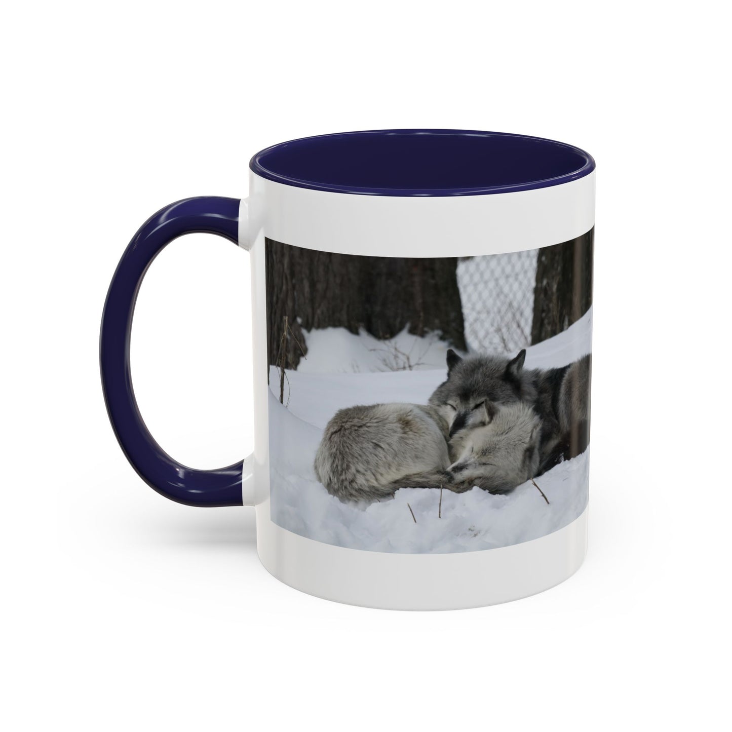 Wolf Pair Accent Coffee Mug – Winter Wildlife Photo Mug (11/15 oz)