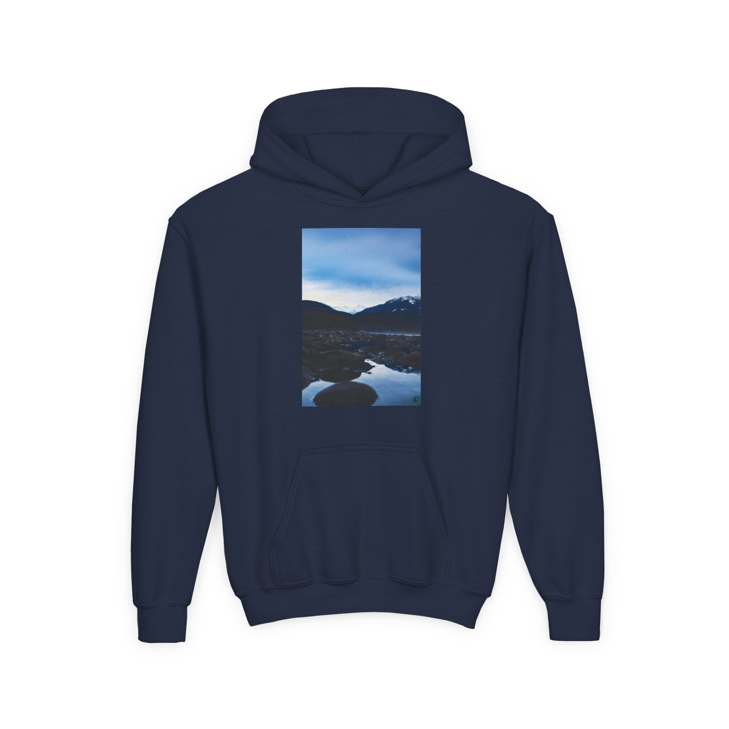 Youth Hoodie with Mountain Lake Photo Print — Nature Landscape Pullover