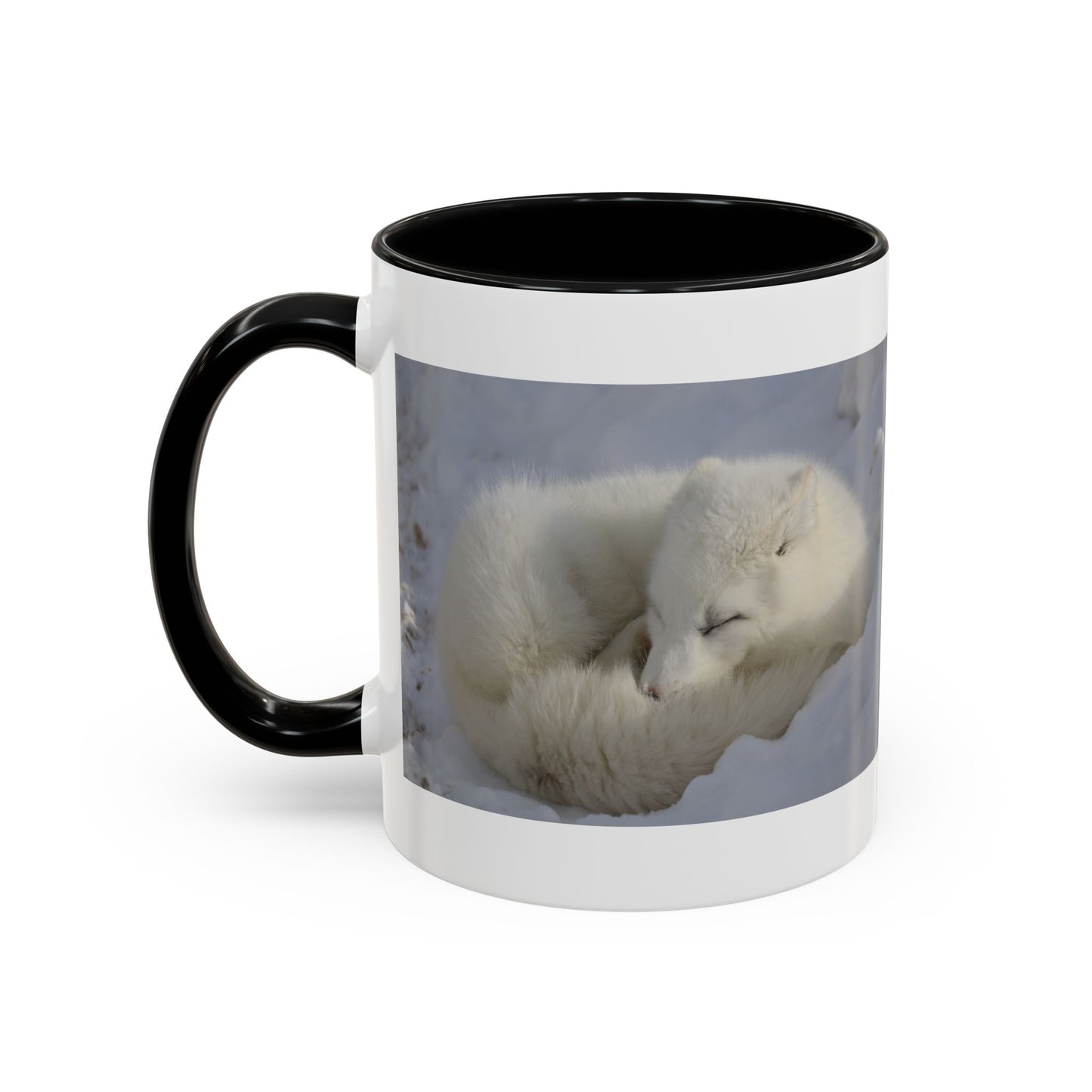 Arctic Fox Photo Accent Coffee Mug – Winter Wildlife Ceramic Mug (11/15oz)