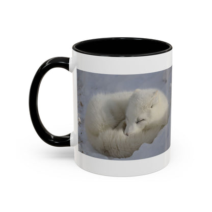 Arctic Fox Photo Accent Coffee Mug – Winter Wildlife Ceramic Mug (11/15oz)