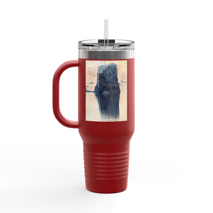 40oz Insulated Travel Mug with Scenic Forest Lake Photo