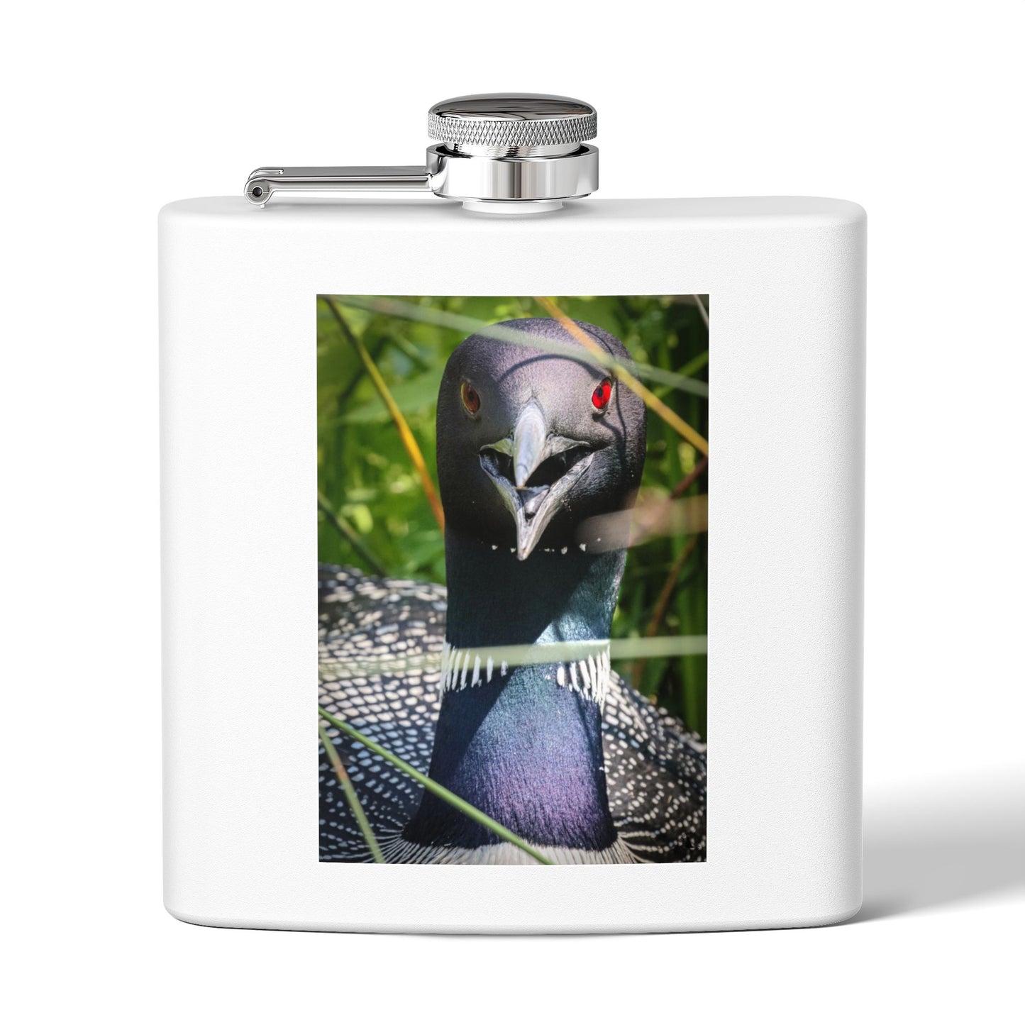Loon Photo Stainless Steel Flask – 6oz Nature Wildlife Hip Flask