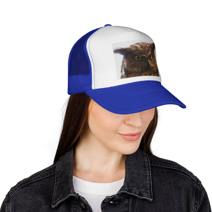 Owl Portrait Trucker Cap — Rustic Wildlife Snapback Hat