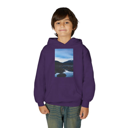 Youth Hoodie with Mountain Lake Photo Print — Nature Landscape Pullover