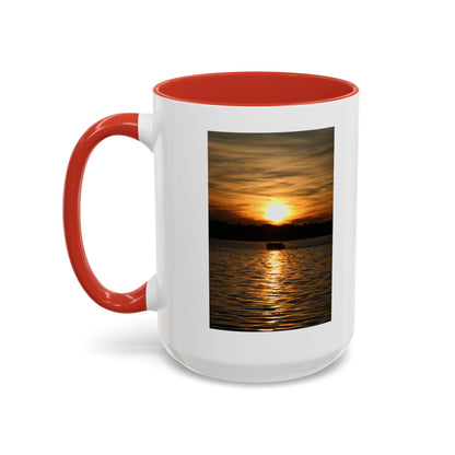 Sunset Lake Photo Accent Coffee Mug — Golden Sunset Reflection (11/15oz)