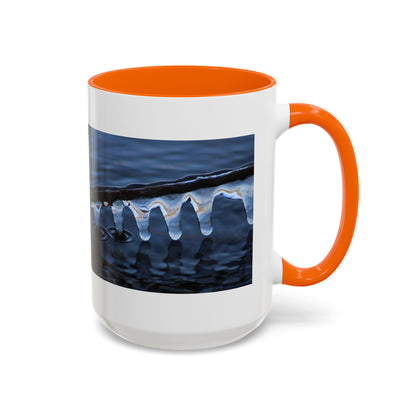 Blue Icicle Wave Accent Coffee Mug — Winter Water Photography 11/15oz