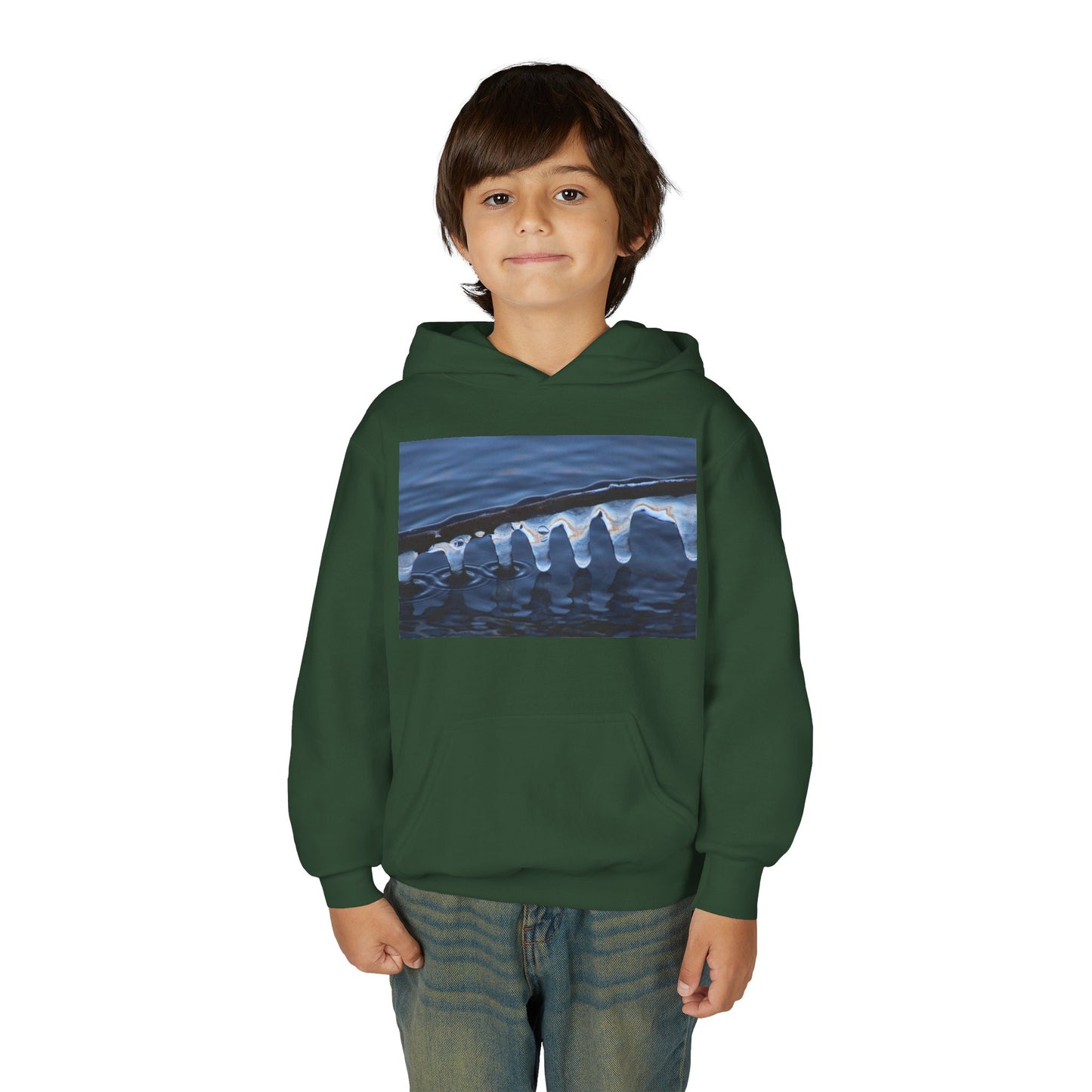 Ocean Wave Ice Photo Hoodie — Youth Nautical Winter Sweatshirt