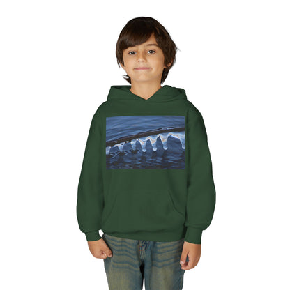 Ocean Wave Ice Photo Hoodie — Youth Nautical Winter Sweatshirt