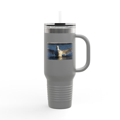 40oz Insulated Travel Mug with Seagull Photo – Large Stainless Steel Tumbler for Beach, Outdoor & Commuting
