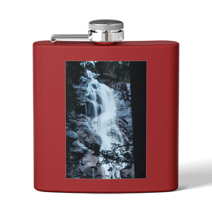 Waterfall Photo Stainless Steel Flask — 6oz Pocket Hip Flask for Outdoors & Travel